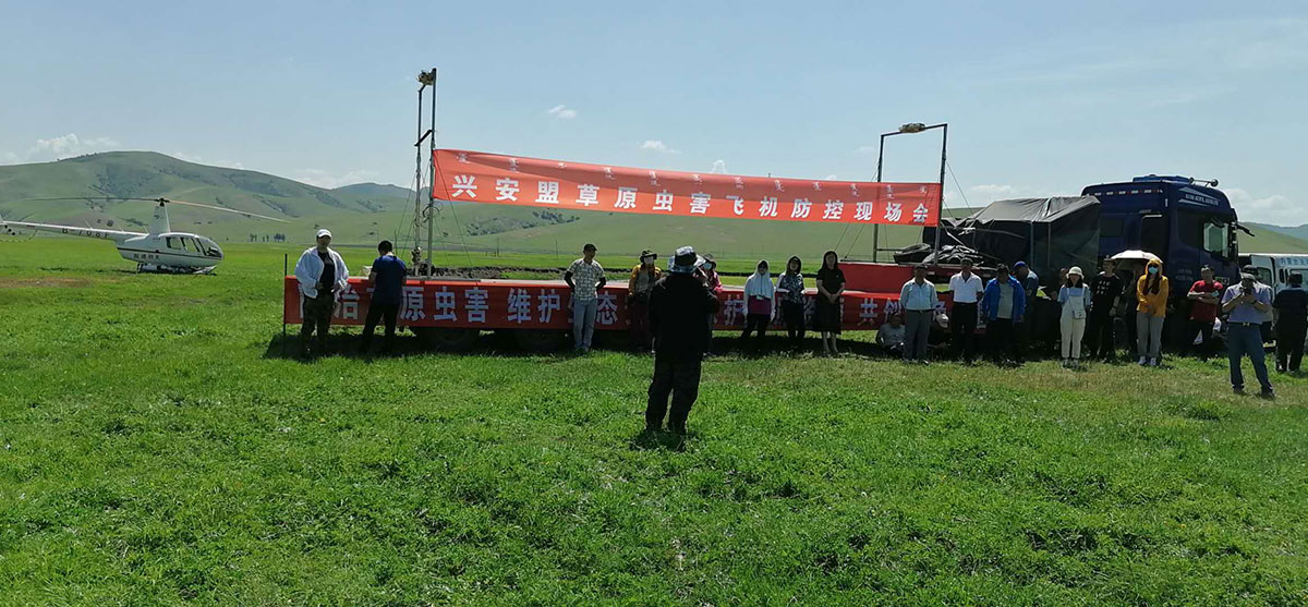 內(nèi)蒙古天羽通用航空有限公司飛機(jī)防治蝗蟲現(xiàn)場